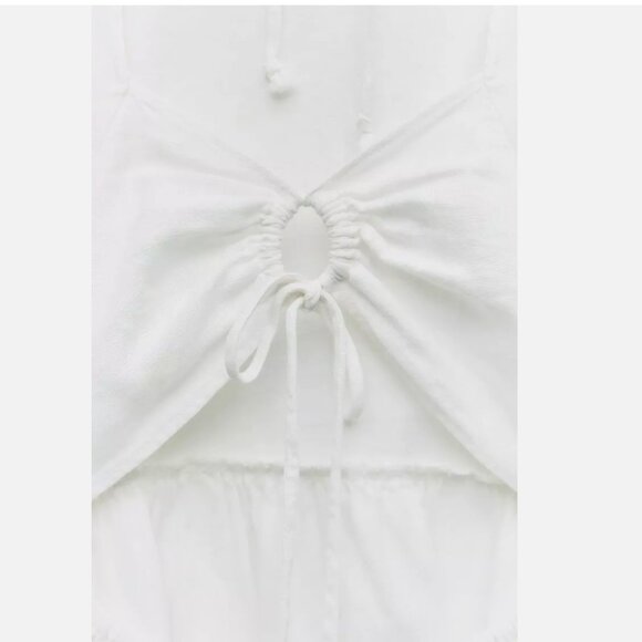 ZARA LINEN BLEND PEPLUM TOP SIZE M NEW WITH TAG! - Picture 3 of 5